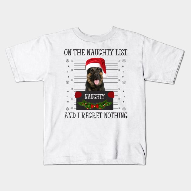 On The Naughty List, And I Regret Nothing Kids T-Shirt by CoolTees